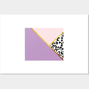 Copy of Abstract black and white leopard print, color blocking purple Posters and Art
